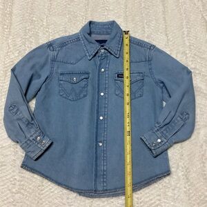 Vnt Wrangler Western Shirt Pearl Snap XS(3-4) Wrangler Light Color Denim Shirt